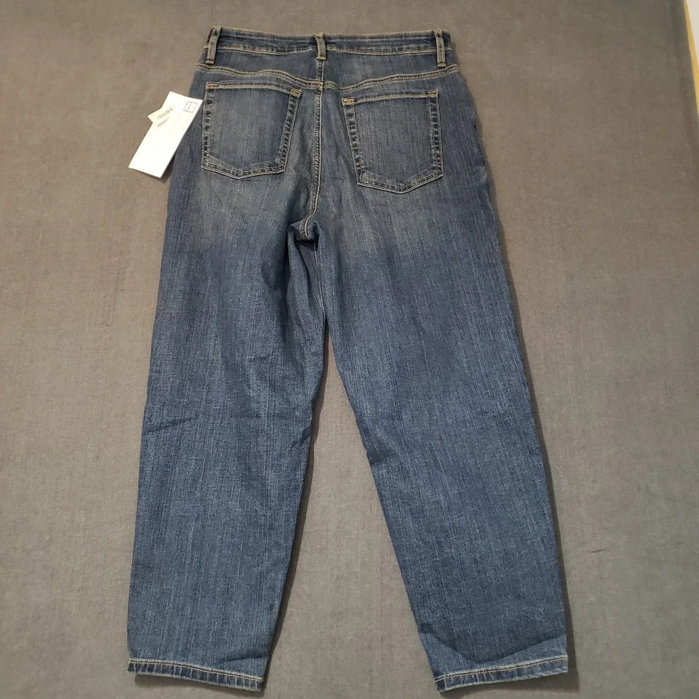 Amazon Essentials Jeans Womens 10 Blue High Rise Relaxed Leg Tapered Ankle Denim